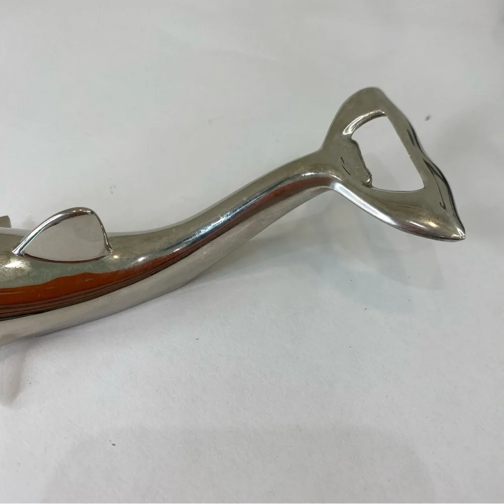 Vintage Barware Silver Tone Metal Dolphin Bottle Opener Coastal Beach-House